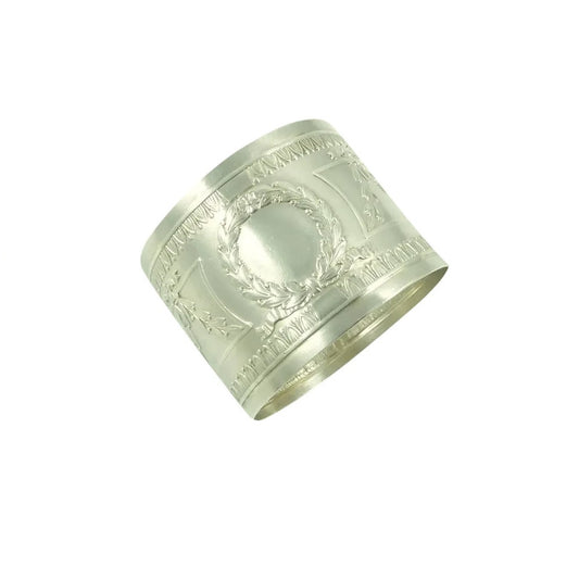 French Sterling Silver Napkin Ring, Laurel Wreath & Ribbons - 43 Chesapeake Court Antiuques