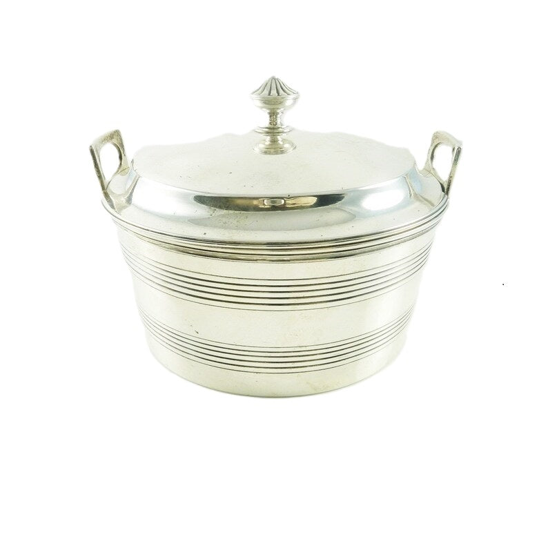Georgian Silver Butter Bowl with Lid - 43 Chesapeake Court Antiques