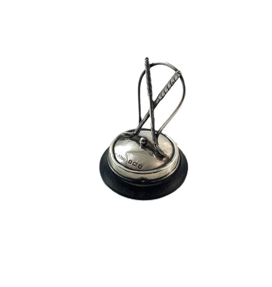 Sterling Silver Place Card or Menu Holder, Sporting Interest - 43 Chesapeake Court Antiques
