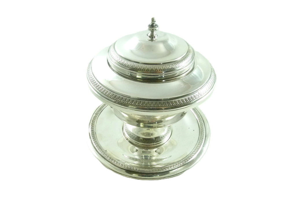 french silver plate caviar dish with lid