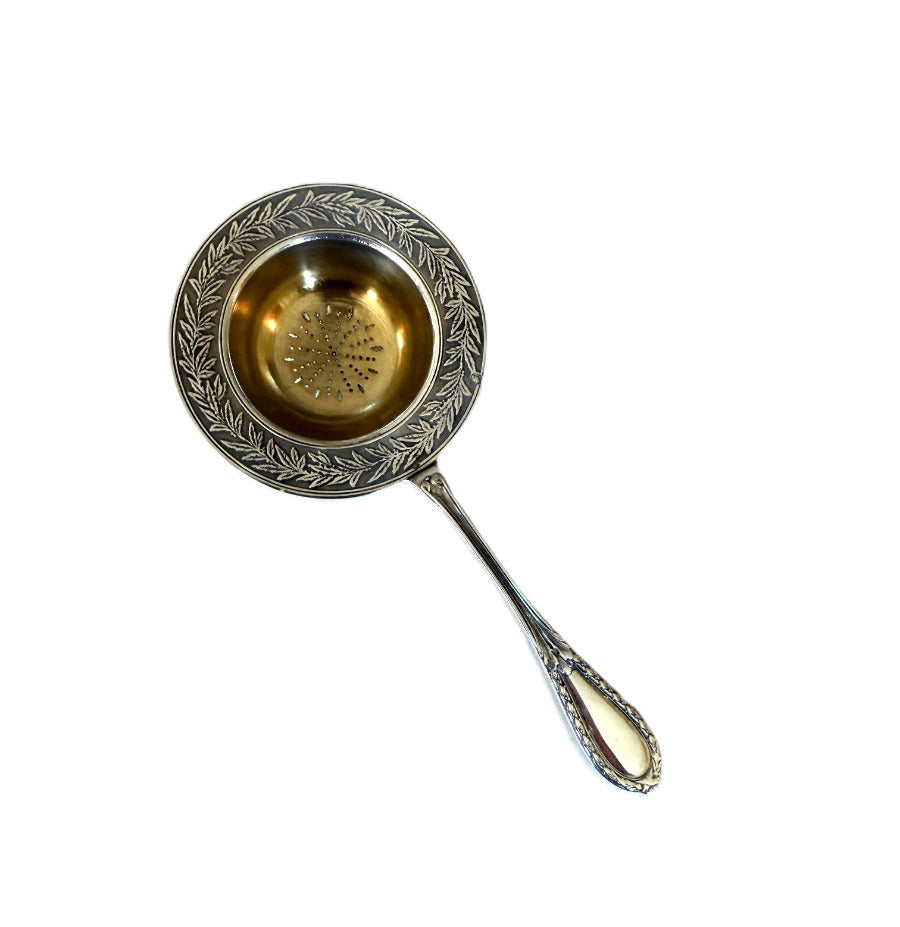 French sterling silver tea strainer - 43chesapeakecourtantiques
