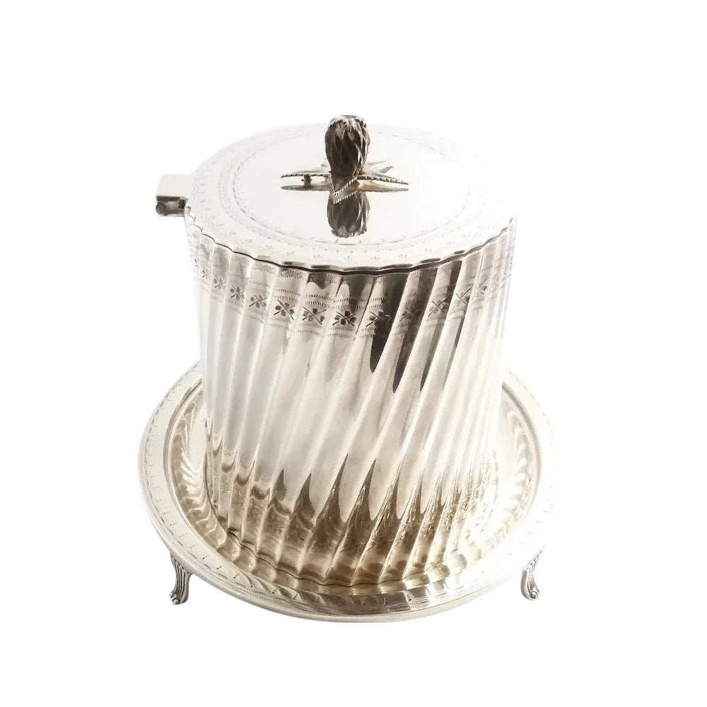 Silver Biscuit Box with Tray - 43 Chesapeake Court Antiques