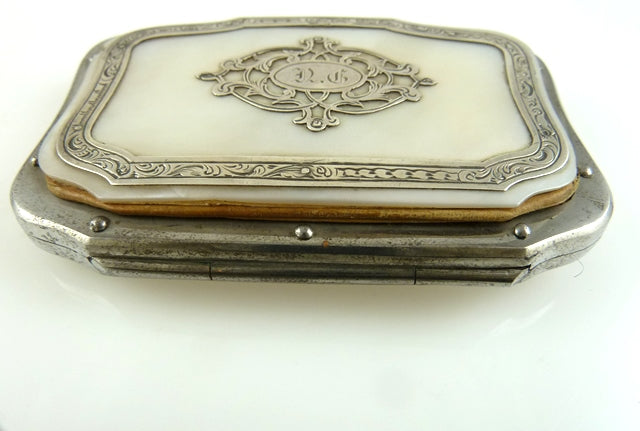 Antique French Silver Change Coin Purse Necessaire with Mother of Pearl - 43 Chesapeake Court Antiques