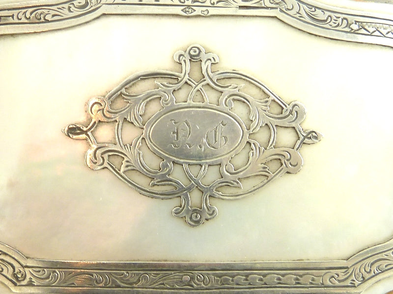 Antique French Silver Change Coin Purse Necessaire with Mother of Pearl - 43 Chesapeake Court Antiques
