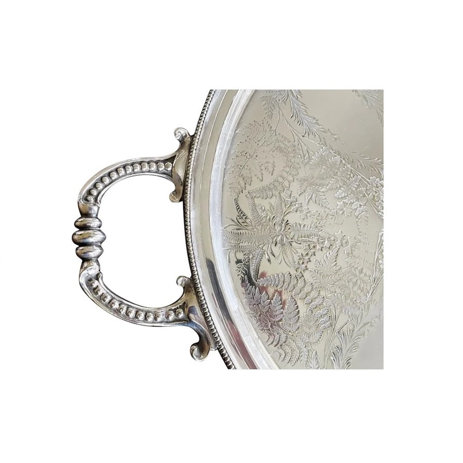Antique silver plate tray, with handles - 43 Chesapeake Court Antiques