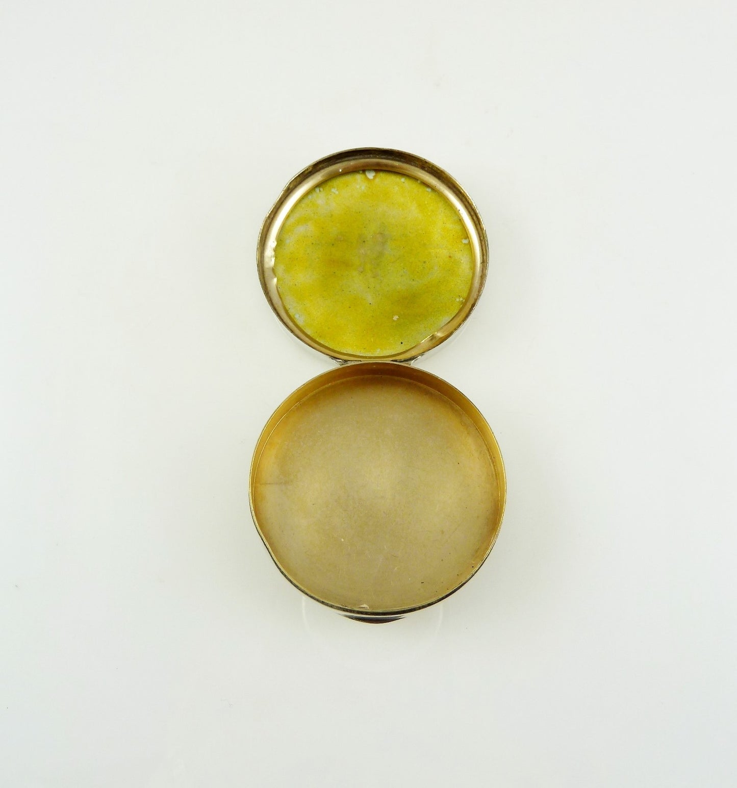 English Sterling Silver Pill Box with Enamel Painting of a Dog - 43 Chesapeake Court Antiques