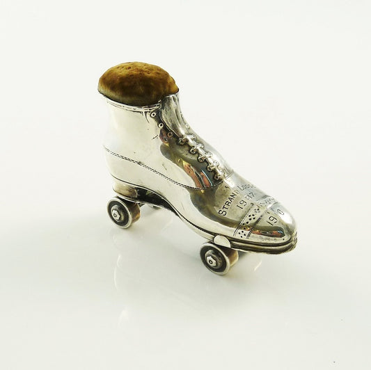  Sterling Silver Novelty Pin Cushion, Novelty Roller Boot or Skate - 43 Chesapeake Court Antiques
