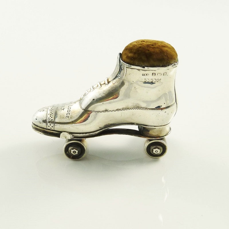  Sterling Silver Novelty Pin Cushion, Novelty Roller Boot or Skate - 43 Chesapeake Court Antiques