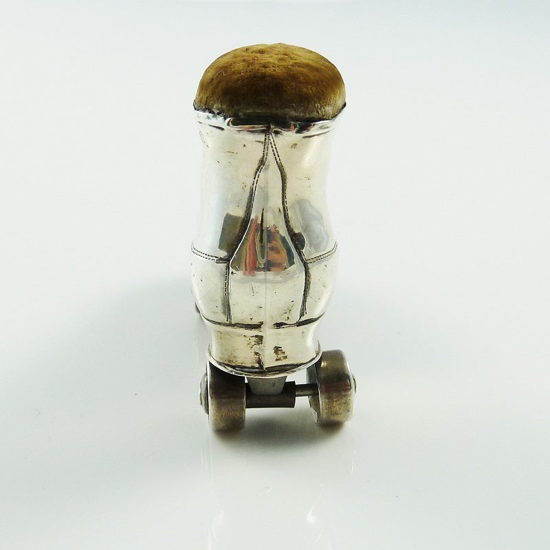 Sterling Silver Novelty Pin Cushion, Novelty Roller Boot or Skate - 43 Chesapeake Court Antiques