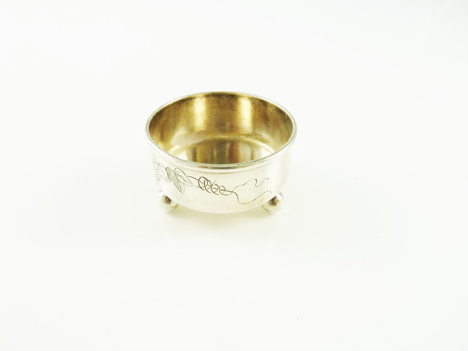Antique Sterling Silver Salt Cellar by Tiffany & Co, Ivy and Vine Motif - 43 Chesapeake Court Antiques