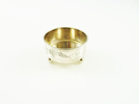 Antique Sterling Silver Salt Cellar by Tiffany & Co, Ivy and Vine Motif - 43 Chesapeake Court Antiques