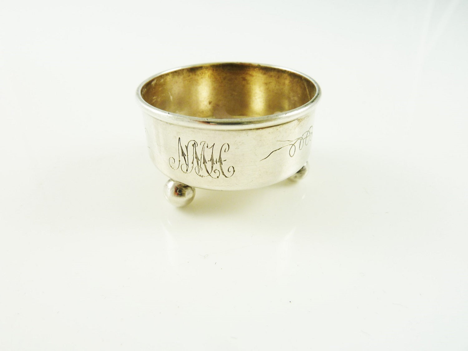 Antique Sterling Silver Salt Cellar by Tiffany & Co, Ivy and Vine Motif - 43 Chesapeake Court Antiques