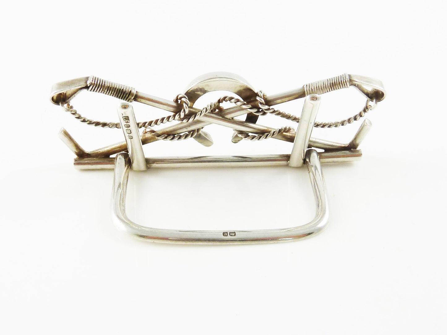 Antique English Sterling Silver Menu Card Holder Riding Crops Equestrian Interest - 43 Chesapeake Court Antiques