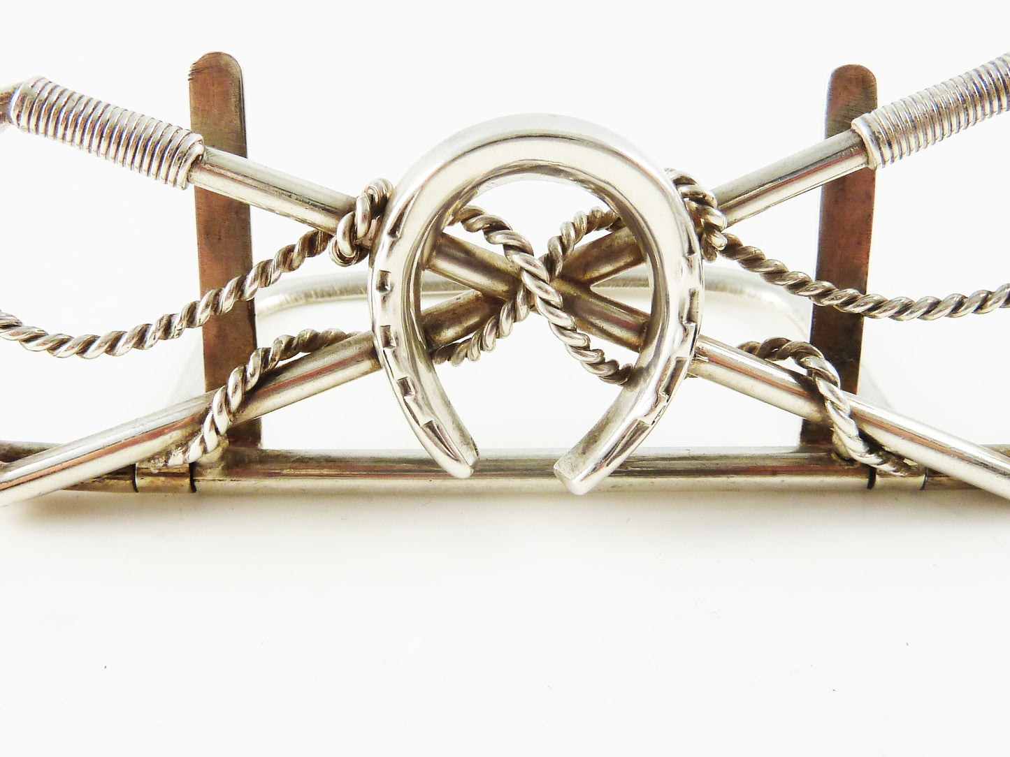 Antique English Sterling Silver Menu Card Holder Riding Crops Equestrian Interest - 43 Chesapeake Court Antiques