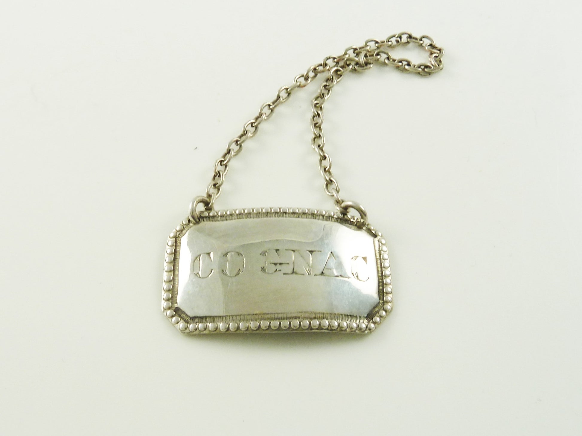 Antique Sterling Silver Wine Label or Bottle Ticket for Cognac Decanter Victorian - 43 Chesapeake Court Antiques