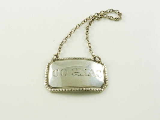 Antique Sterling Silver Wine Label or Bottle Ticket for Cognac Decanter Victorian - 43 Chesapeake Court Antiques