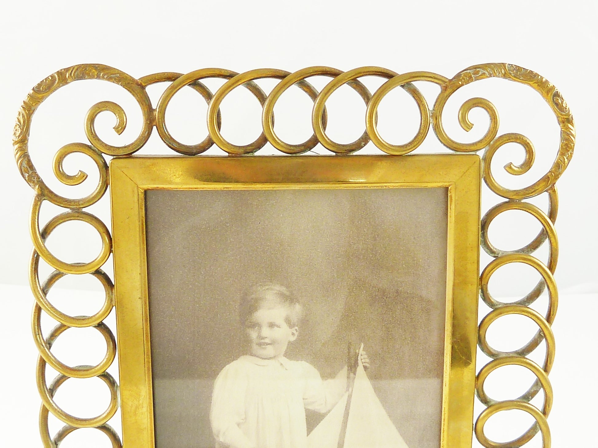 Antique English Brass Ring Picture Frame - 43 Chesapeake Court Antiques
