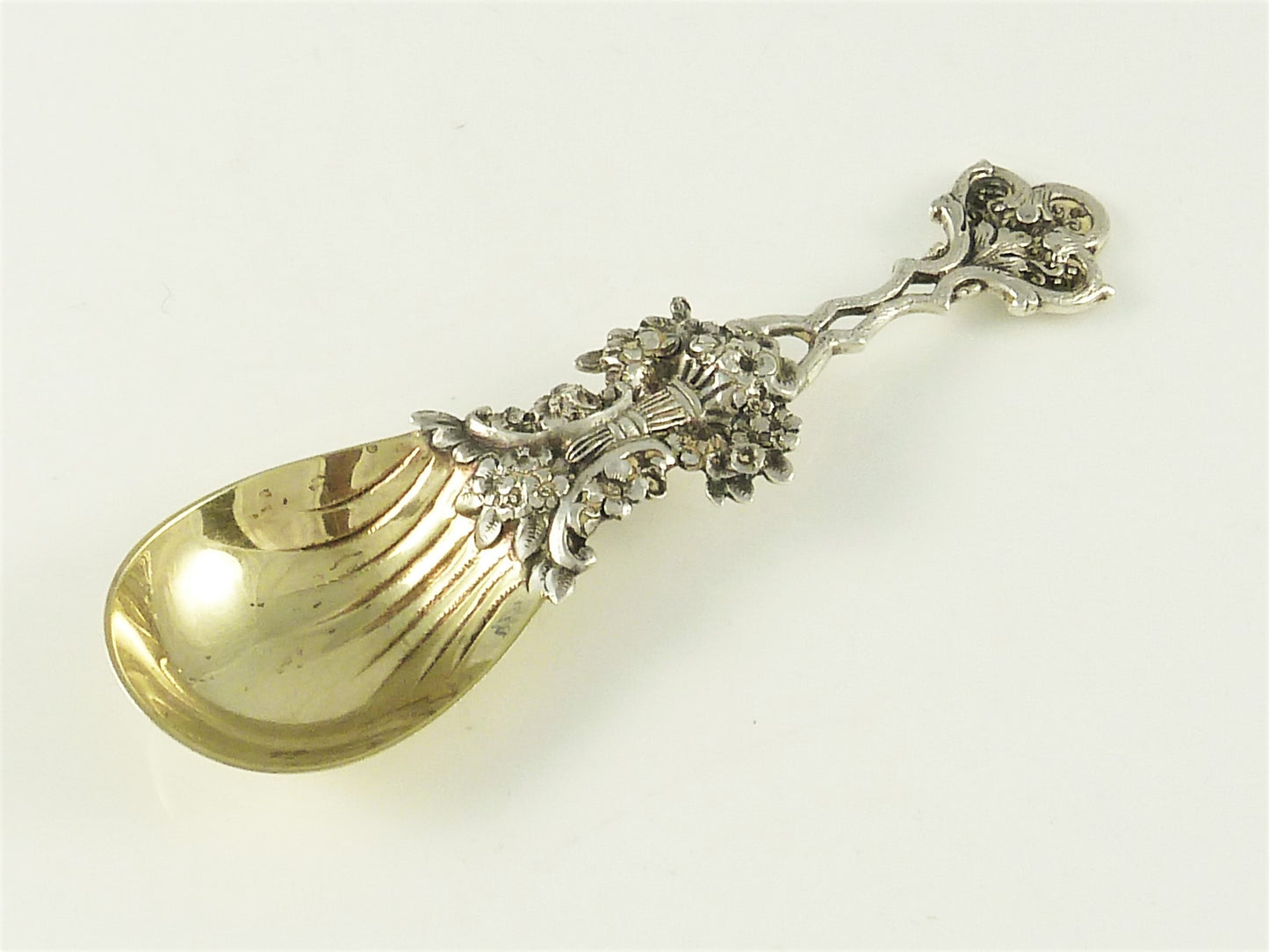 Tiffany & Co Sterling Silver Tea Caddy Spoon, C 1890 with Gilt Wash - 43 Chesapeake Court Antiques