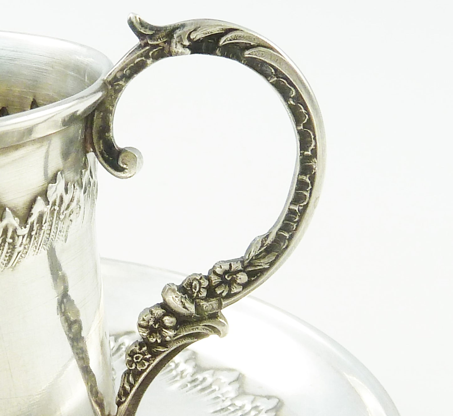 French Sterling Silver Cup & Saucer, Antique Demitasse Set - 43 Chesapeake Court Antiques