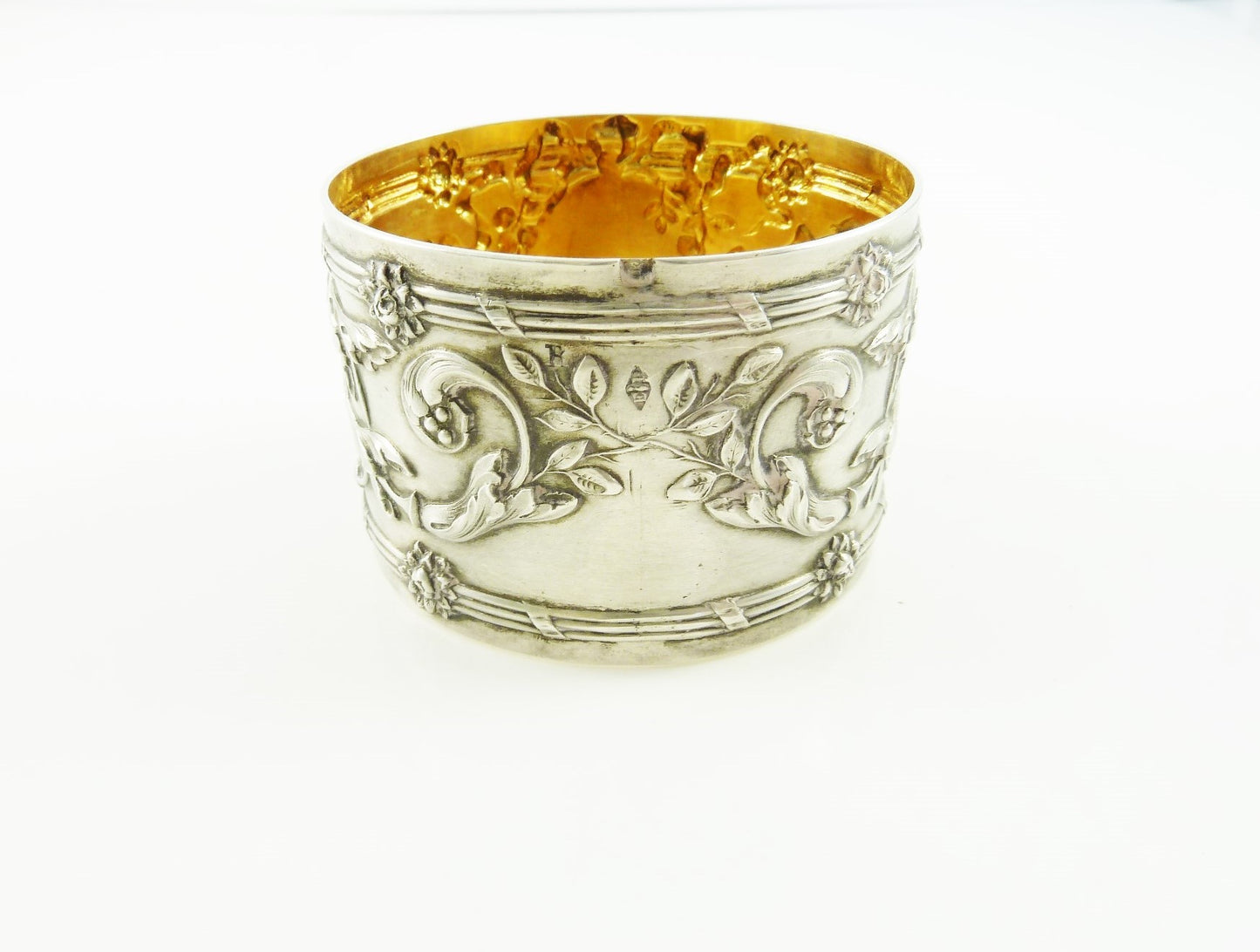 Antique Puiforcat French Sterling Silver Napkin Ring Roses & Ribbon Motifs - 43 Chesapeake Court Antiques
