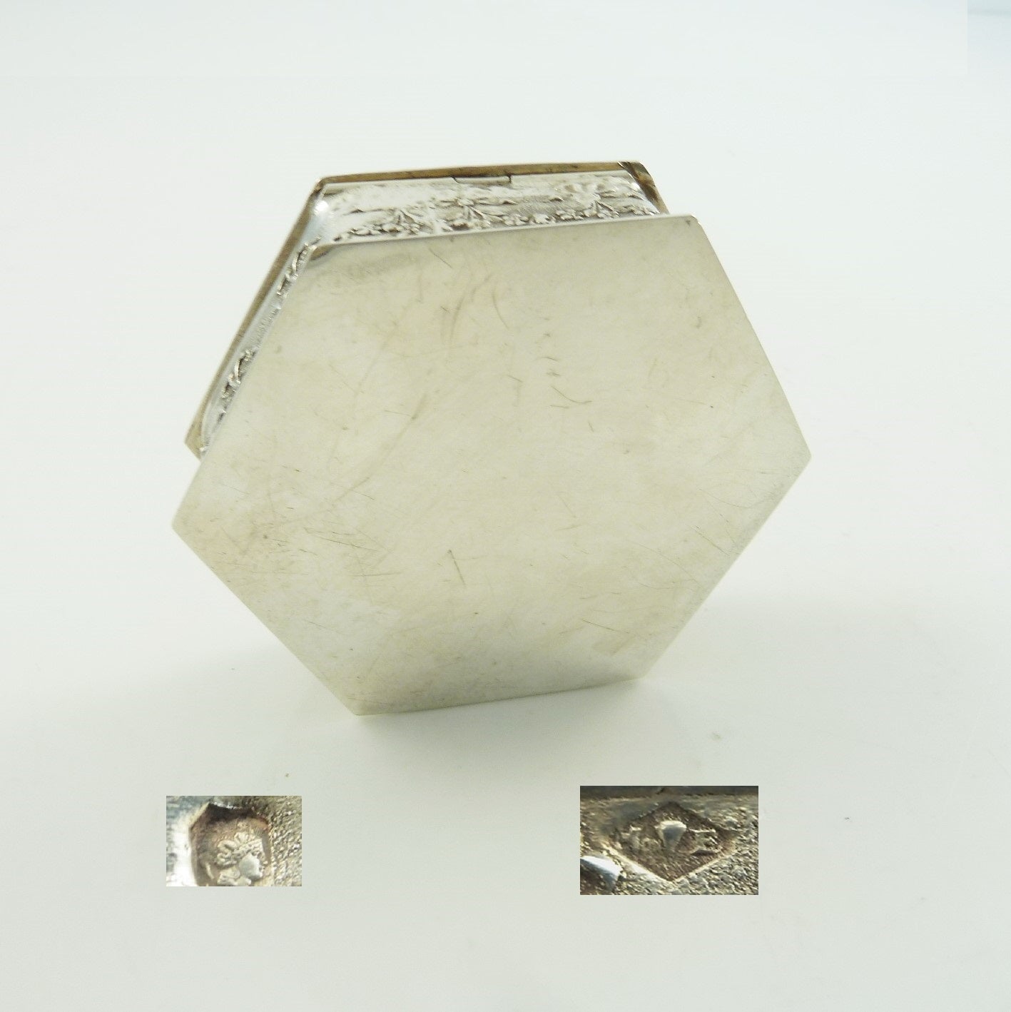 French Sterling Silver Small Box, Ribbons and Floral Motifs - 43 Chesapeake Court Antiques