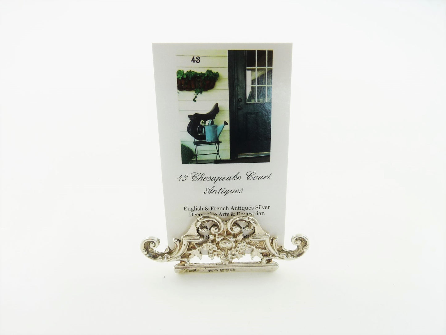 Antique English Sterling Silver Menu or Place Card Holder, Victorian Era - 43 Chesapeake Court Antiques