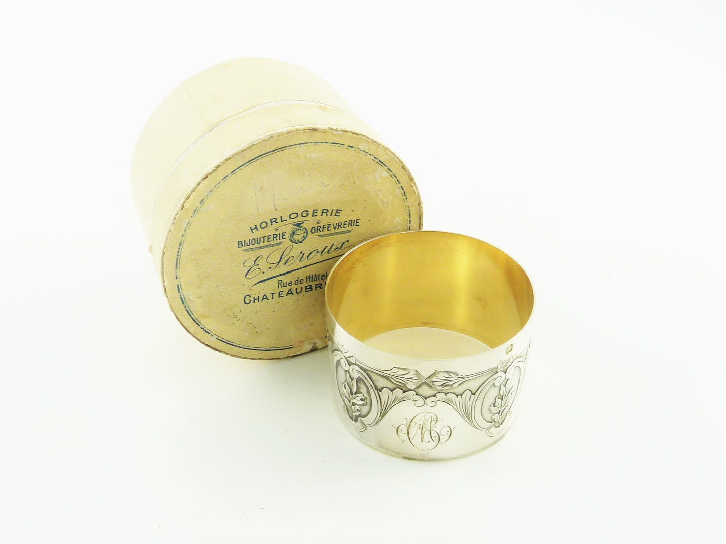 Antique French Sterling Silver Napkin Ring with Box - 43 Chesapeake Court Antiques