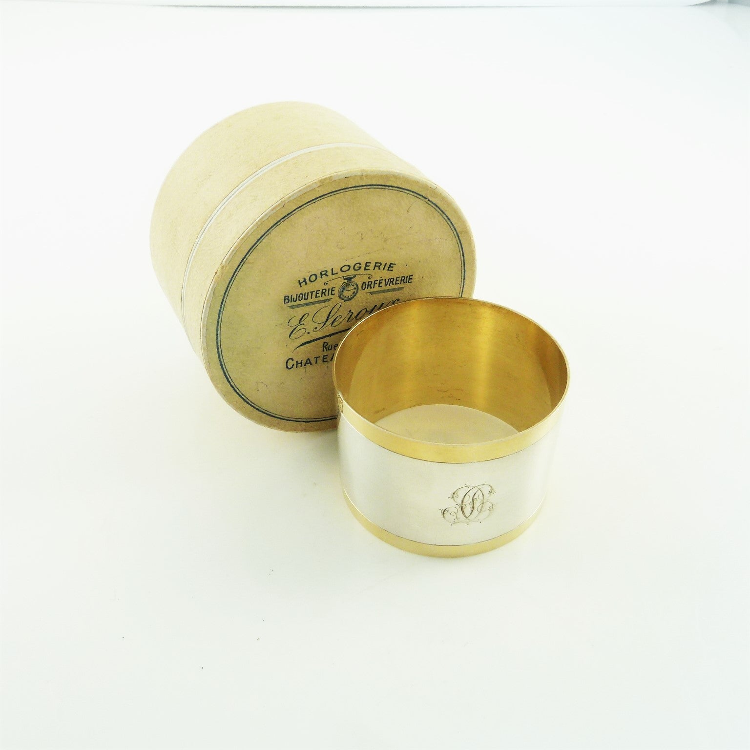 Antique French Sterling Silver Napkin Ring with Vermeil Edges & Interior - 43 Chesapeake Court Antiques