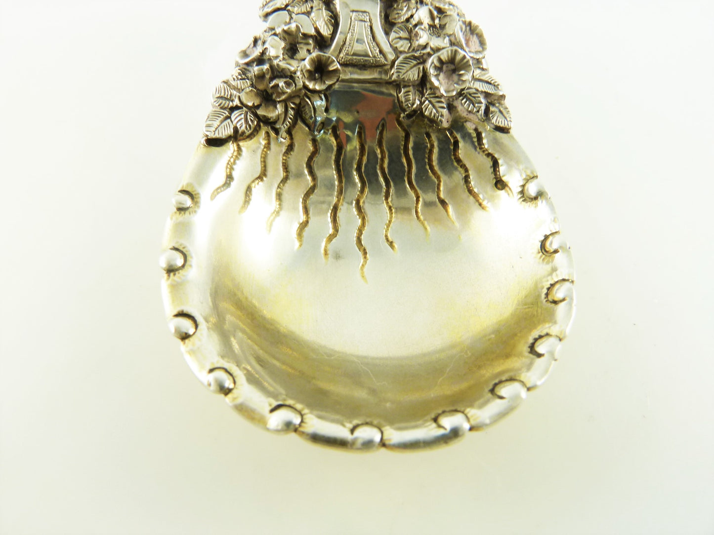 Tiffany Sterling Silver & Gilt Tea Caddy Spoon, Swans and Flowers - 43 Chesapeake Court Antiques