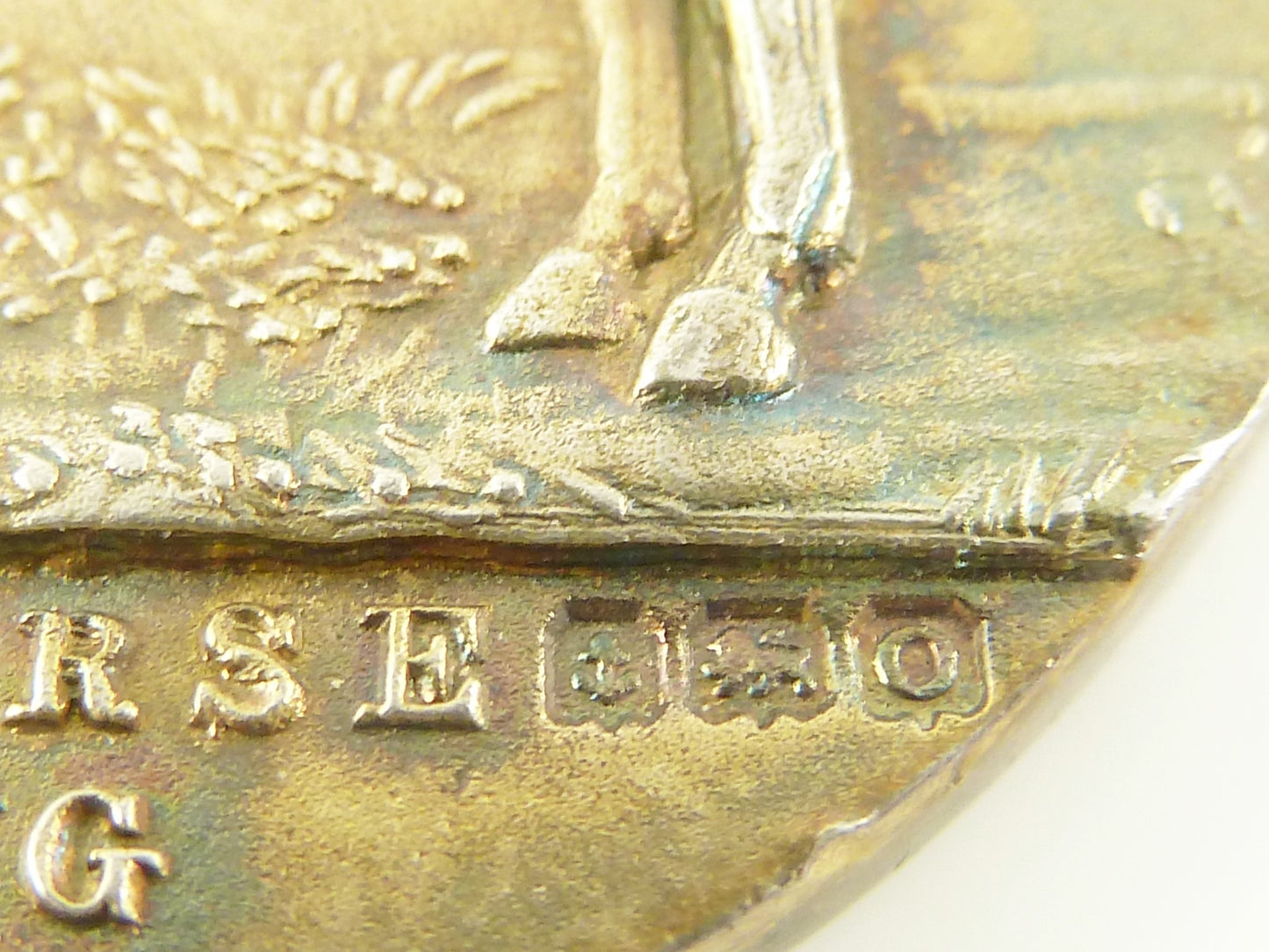 Antique Sterling Silver & Vermeil Medal Watch Fob, Marked For The Light Horse Breeding Society - 43 Chesapeake Court Antiques