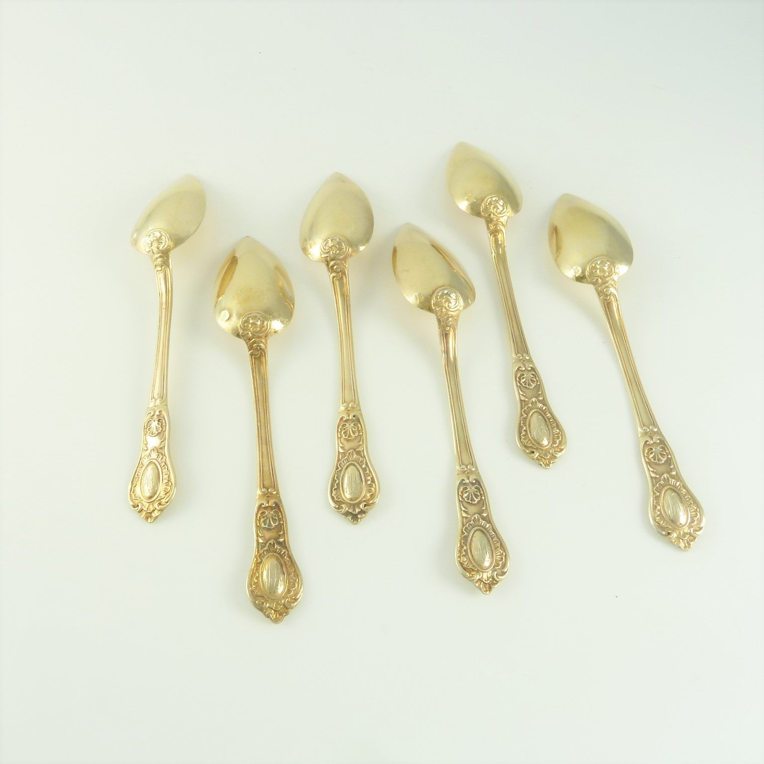 Antique French Silver & Vermeil Coffee Spoons with Presentation Case, Set of Six - 43 Chesapeake Court Antiques