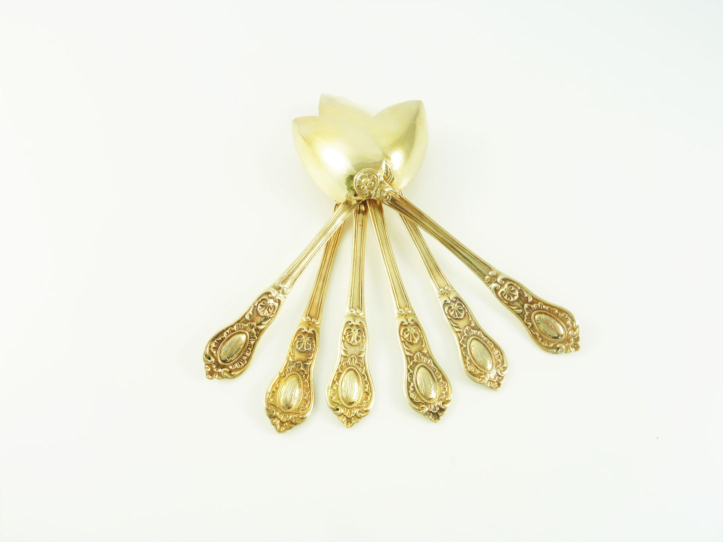 Antique French Silver & Vermeil Coffee Spoons with Presentation Case, Set of Six - 43 Chesapeake Court Antiques