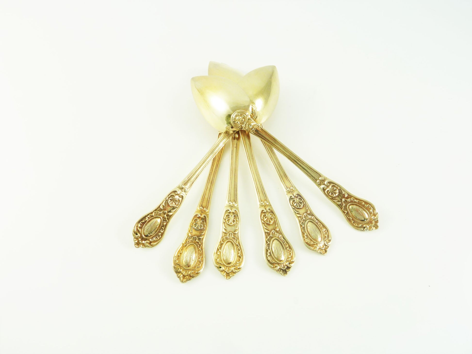 Antique French Silver & Vermeil Coffee Spoons with Presentation Case, Set of Six - 43 Chesapeake Court Antiques
