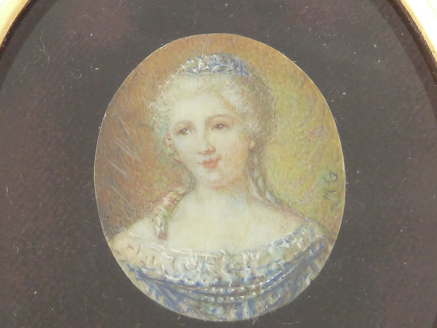 Antique French Miniature Portrait of a Lady, 19th Century, Oval Gilt Frame - 43 Chesapeake Court Antiques
