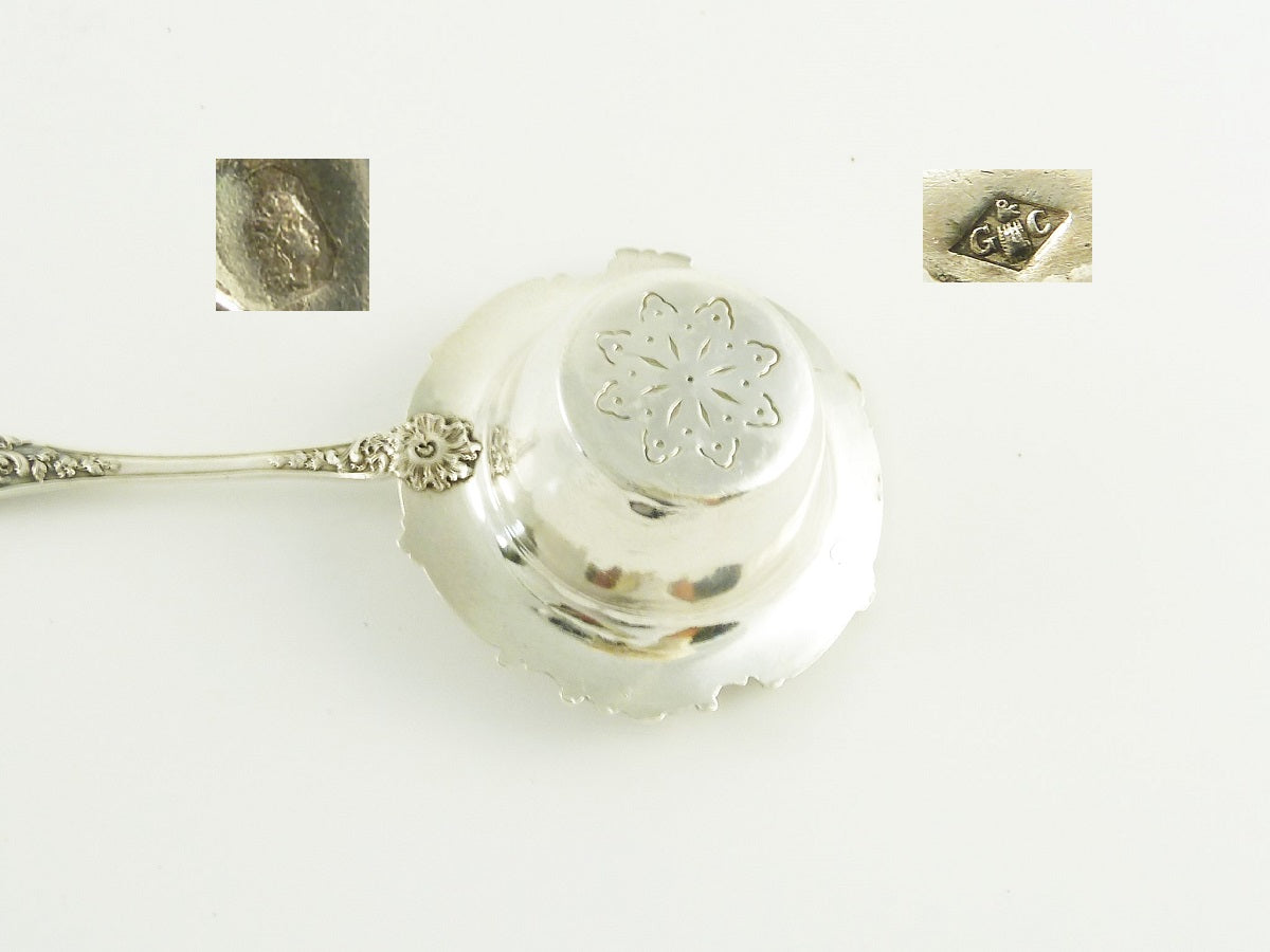 Antique French Sterling Silver Tea Strainer, Over the Cup Style, Louis XV Style - 43 Chesapeake Court Antiques