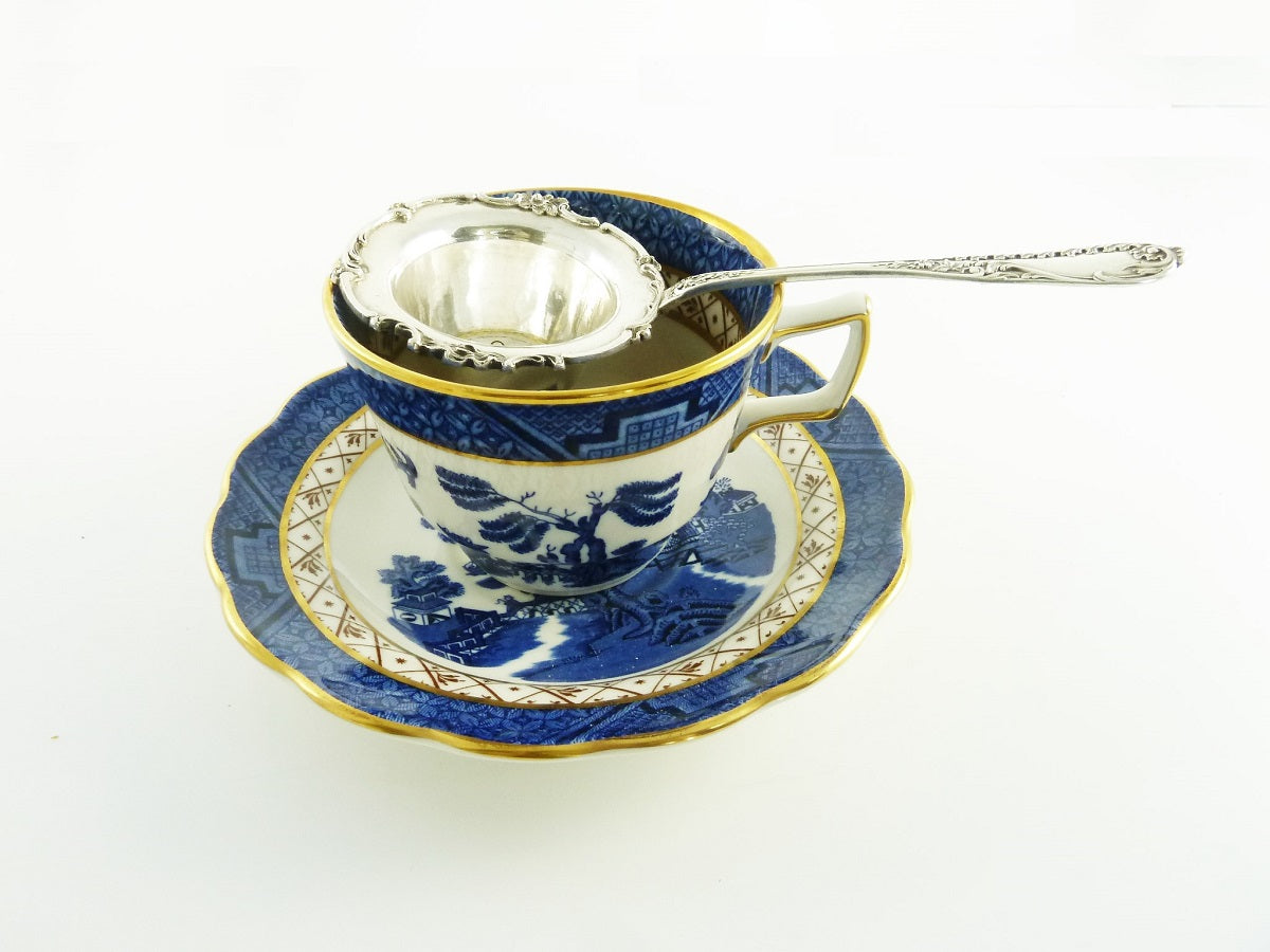 Antique French Sterling Silver Tea Strainer, Over the Cup Style, Louis XV Style - 43 Chesapeake Court Antiques