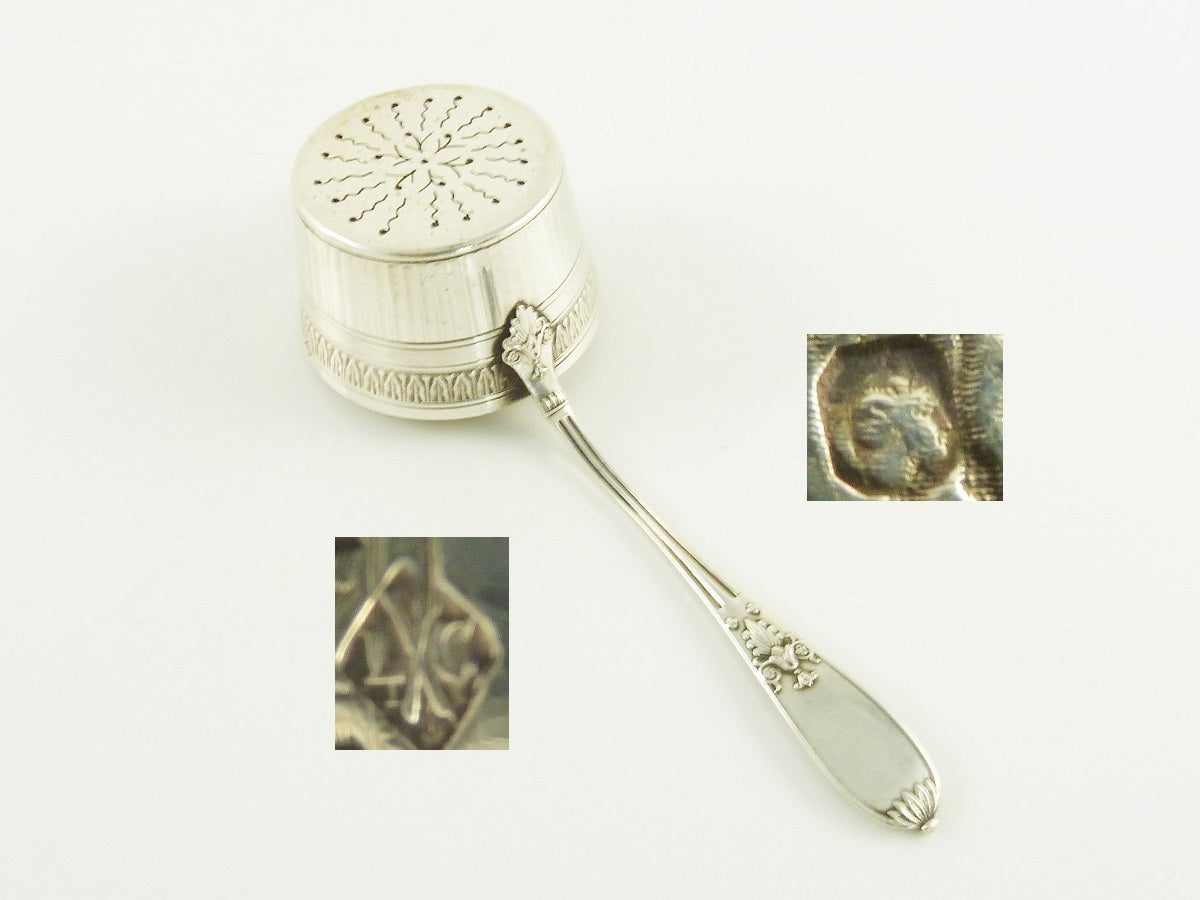 Antique French Sterling Silver Tea Strainer, Over the Cup Style - 43 Chesapeake Court Antiques