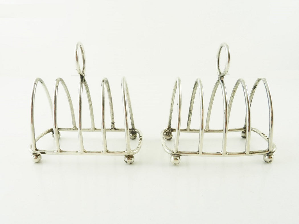 Pair of English Sterling Silver Toast Racks, George V - 43 Chesapeake Court Antiques