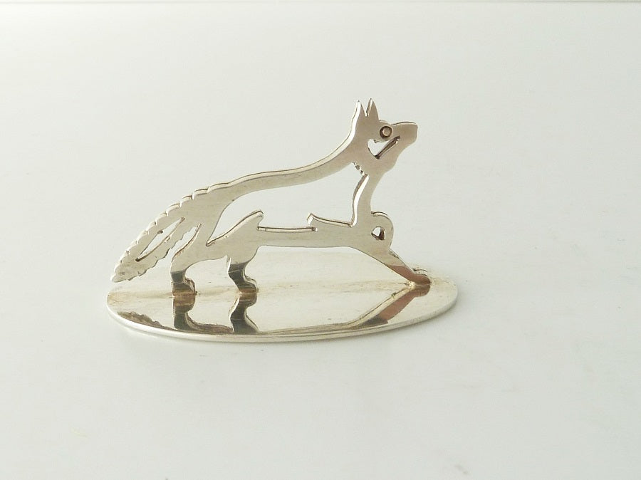 Antique Sterling Silver Menu or Place Card Holder, Fox Equestrian Interest - 43 Chesapeake Court Antiques