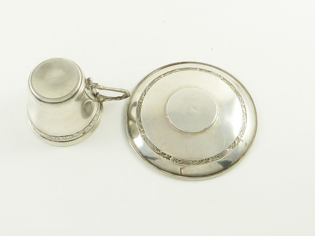 Antique French Sterling Silver Cup Saucer - 43 Chesapeake Court Antiques