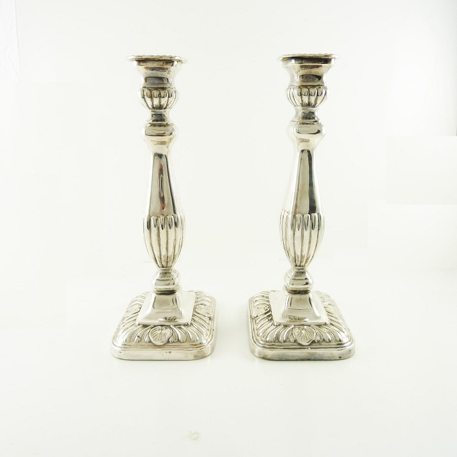 Antique English Silver Candlesticks, Late 19th C - 43 Chesapeake Court Antiques
