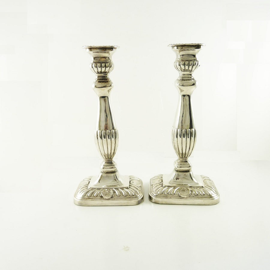 Antique English Silver Candlesticks, Late 19th C - 43 Chesapeake Court Antiques