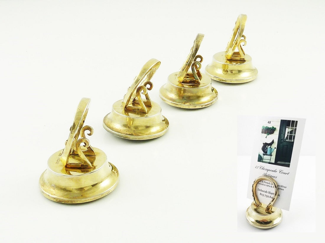 Silver & Gilt Menu Holders Horseshoe Design, George V - 43 Chesapeake Court Antiques