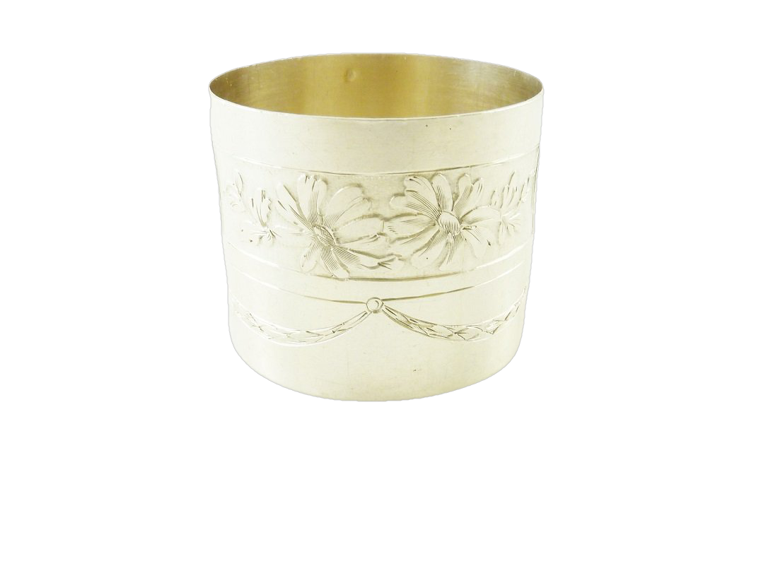 Antique French Sterling Silver Napkin Ring, Neoclassic and Art Deco Styling - 43 Chesapeake Court Antiques