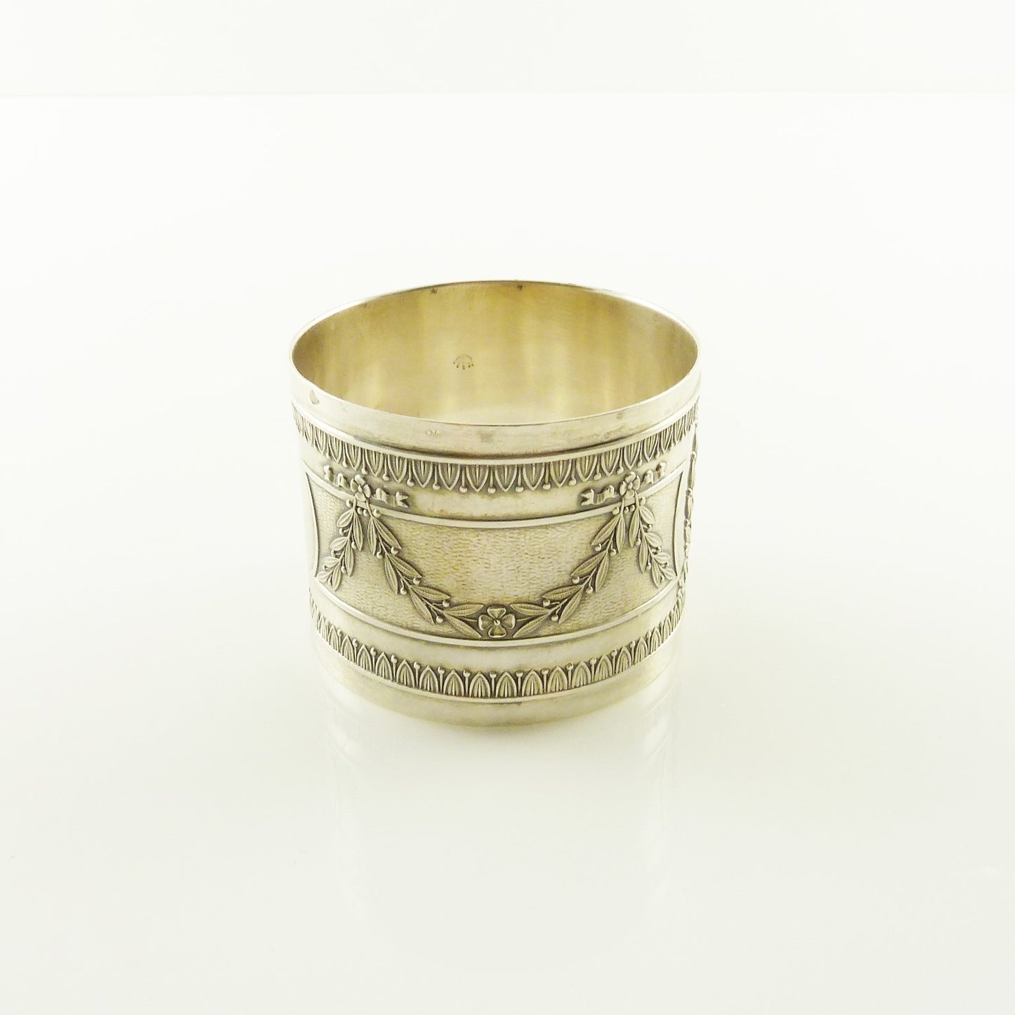 Antique French Sterling Silver Napkin Ring, Laurel Wreath, Ribbons and Garlands - 43 Chesapeake Court Antiques