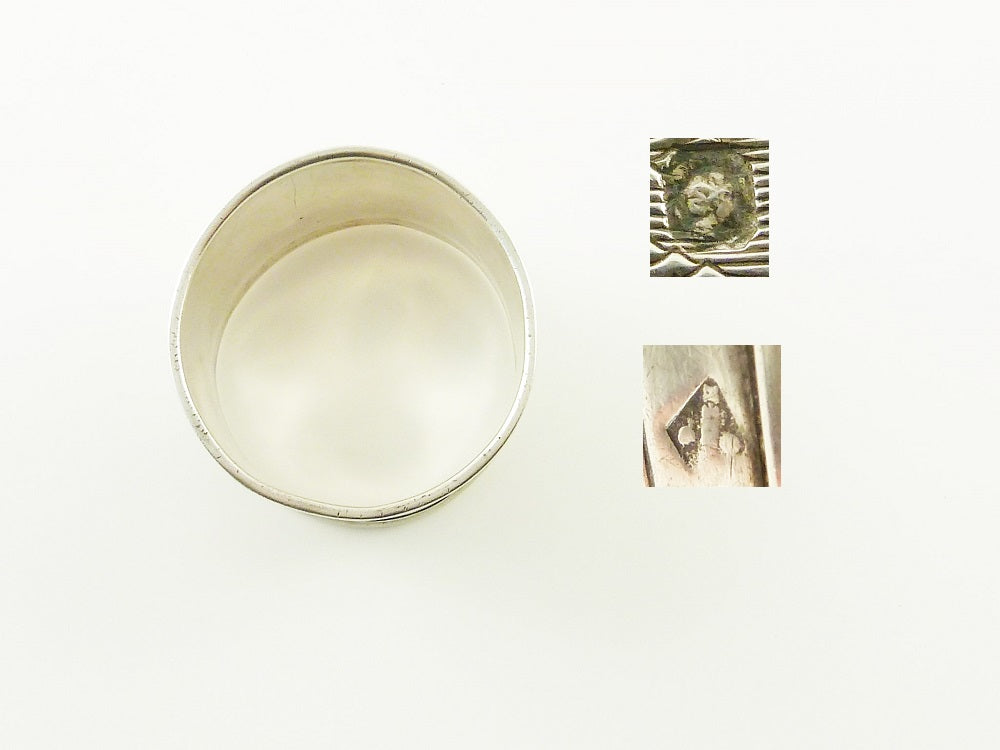 Antique French Sterling Silver Napkin Ring, Guilloche Design - 43 Chesapeake Court Antiques