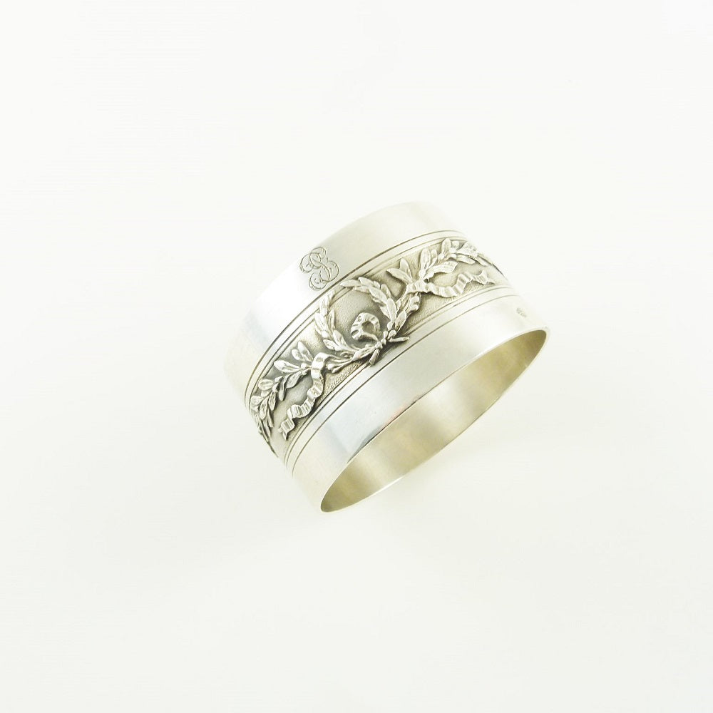 Antique French Sterling Silver Napkin Ring, Laurel Wreaths - 43 Chesapeake Court Antiques