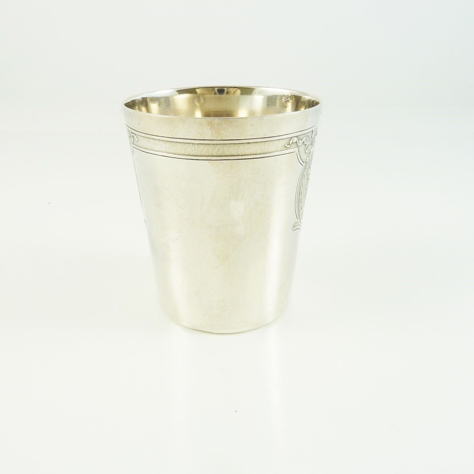 Antique French Sterling Silver Timbale or Beaker, Ribbons and Roses - 43 Chesapeake Court Antiques