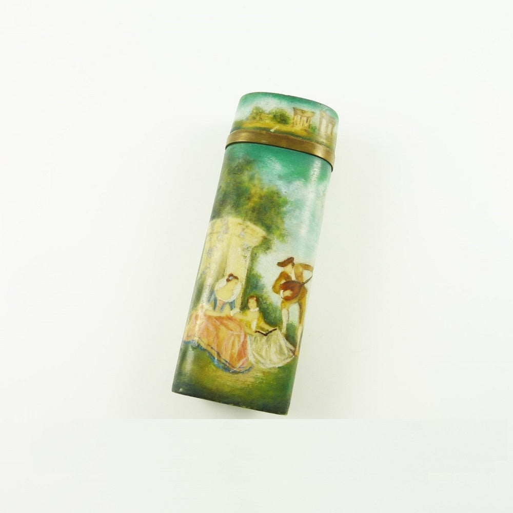 Antique  French Hand Painted Etui with Romantic Scenes - 43 Chesapeake Court Antiques 