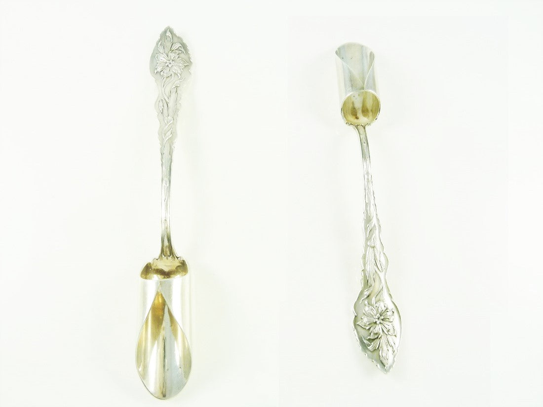 Antique Sterling Silver Cheese Scoop, Frank W Smith, Pierced Work - 43 Chesapeake Court Antiques